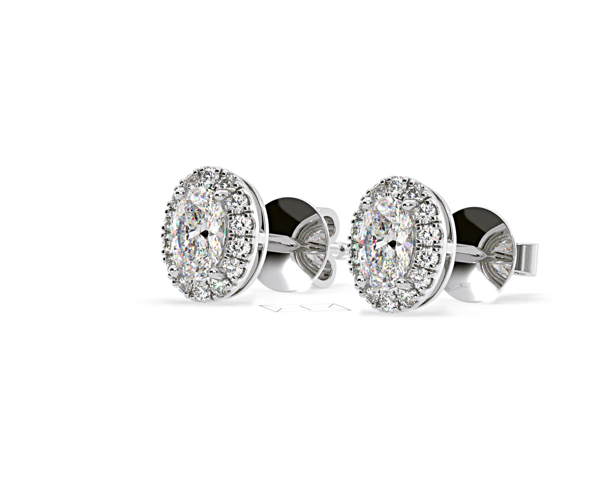 Georgina Oval Lab Diamond Halo Earrings 1.34ct in 18K White Gold F/VS1 - Image 14