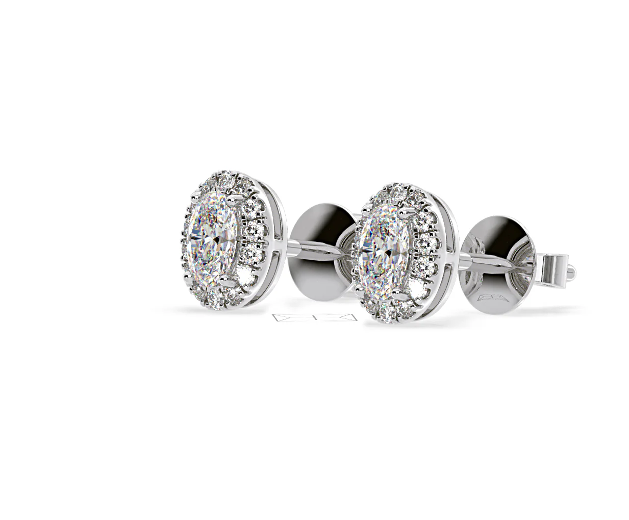 Georgina Oval Lab Diamond Halo Earrings 1.34ct in 18K White Gold F/VS1 - Image 16