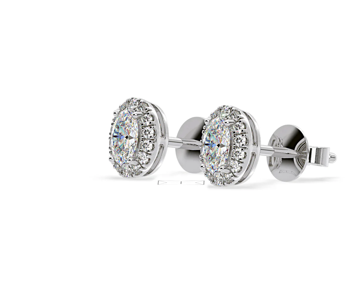 Georgina Oval Lab Diamond Halo Earrings 1.34ct in 18K White Gold F/VS1 - Image 17