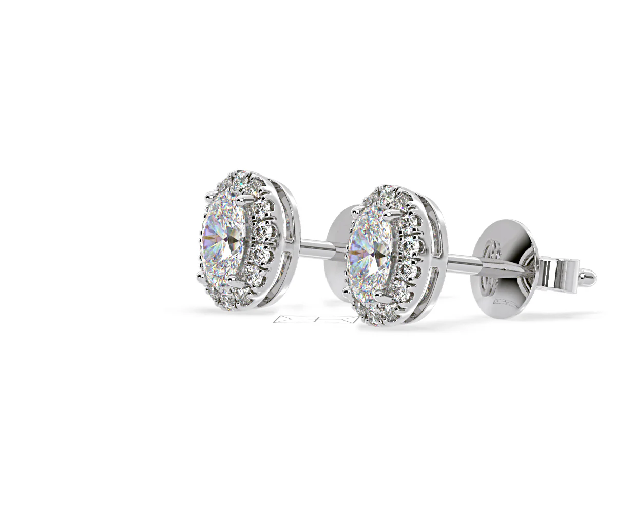 Georgina Oval Lab Diamond Halo Earrings 1.34ct in 18K White Gold F/VS1 - Image 18