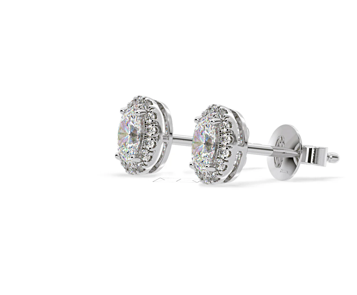 Georgina Oval Lab Diamond Halo Earrings 1.34ct in 18K White Gold F/VS1 - Image 19