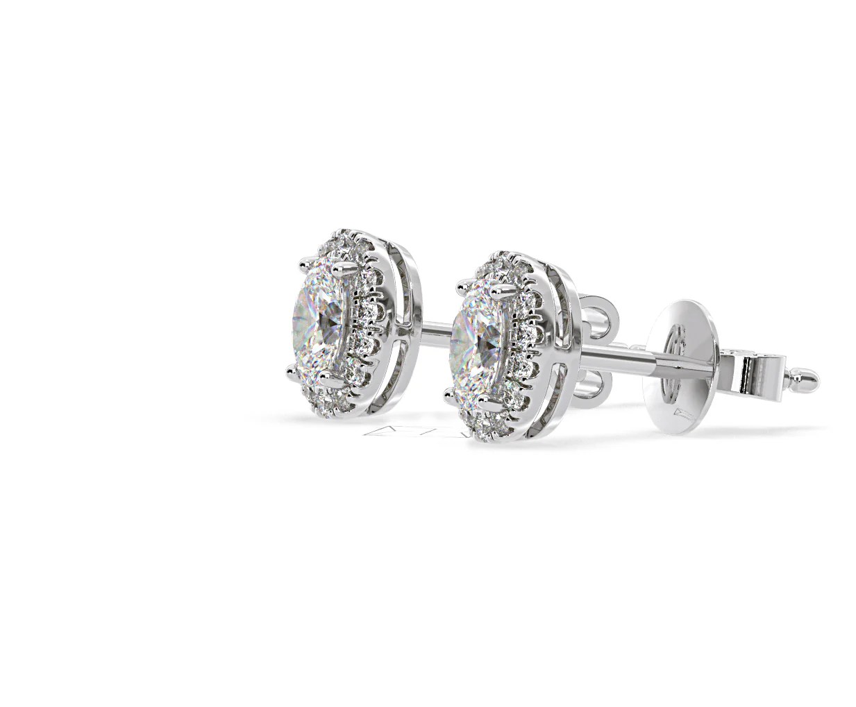 Georgina Oval Lab Diamond Halo Earrings 1.34ct in 18K White Gold F/VS1 - Image 20