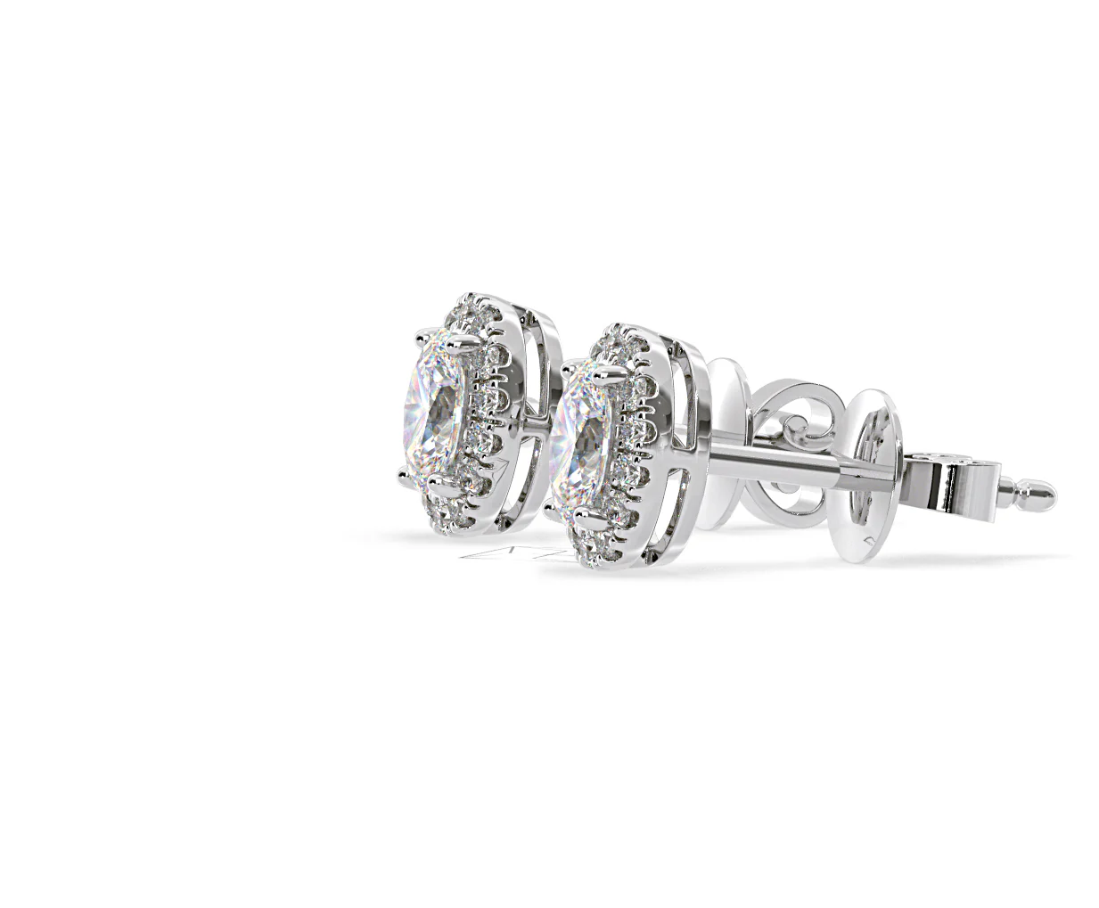 Georgina Oval Lab Diamond Halo Earrings 1.34ct in 18K White Gold F/VS1 - Image 22