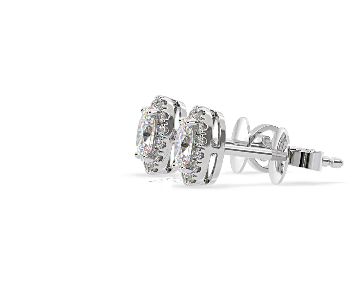 Georgina Oval Lab Diamond Halo Earrings 1.34ct in 18K White Gold F/VS1 - Image 23