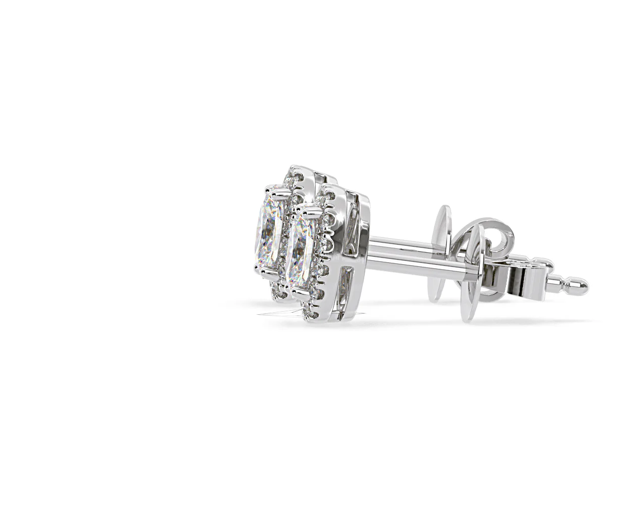 Georgina Oval Lab Diamond Halo Earrings 1.34ct in 18K White Gold F/VS1 - Image 25