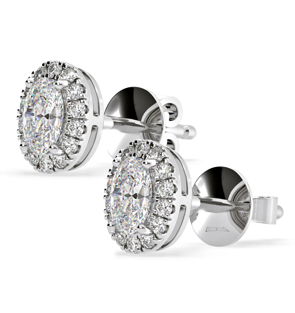 Georgina Oval Lab Diamond Halo Earrings 1.34ct in 18K White Gold F/VS1 - Image 3