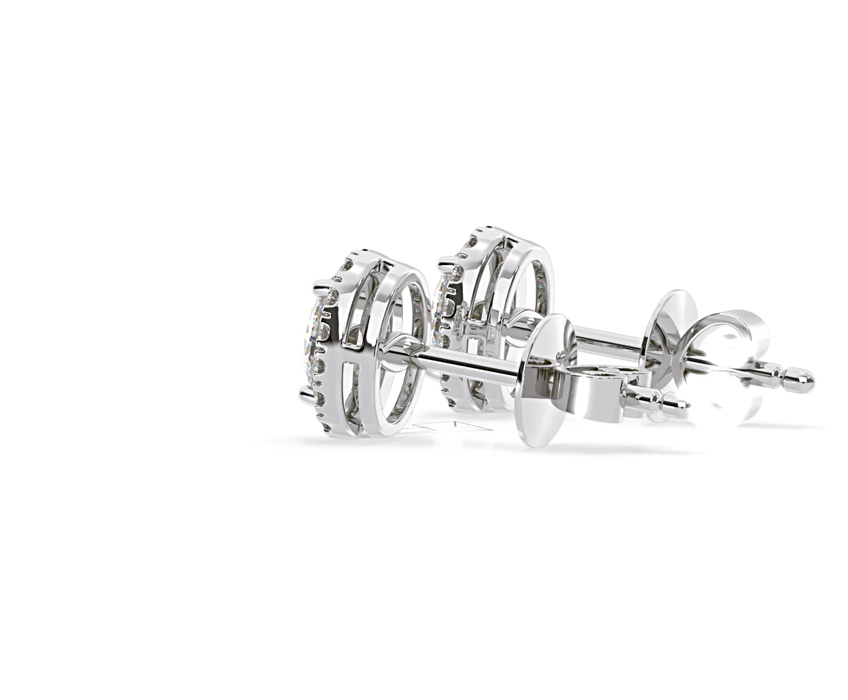 Georgina Oval Lab Diamond Halo Earrings 1.34ct in 18K White Gold F/VS1 - Image 32