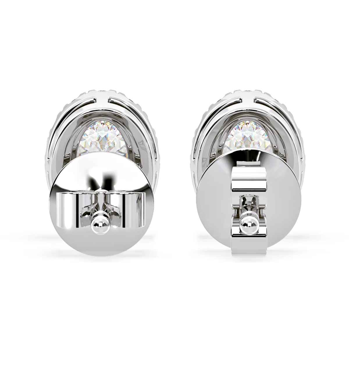 Georgina Oval Lab Diamond Halo Earrings 1.34ct in 18K White Gold F/VS1 - Image 5