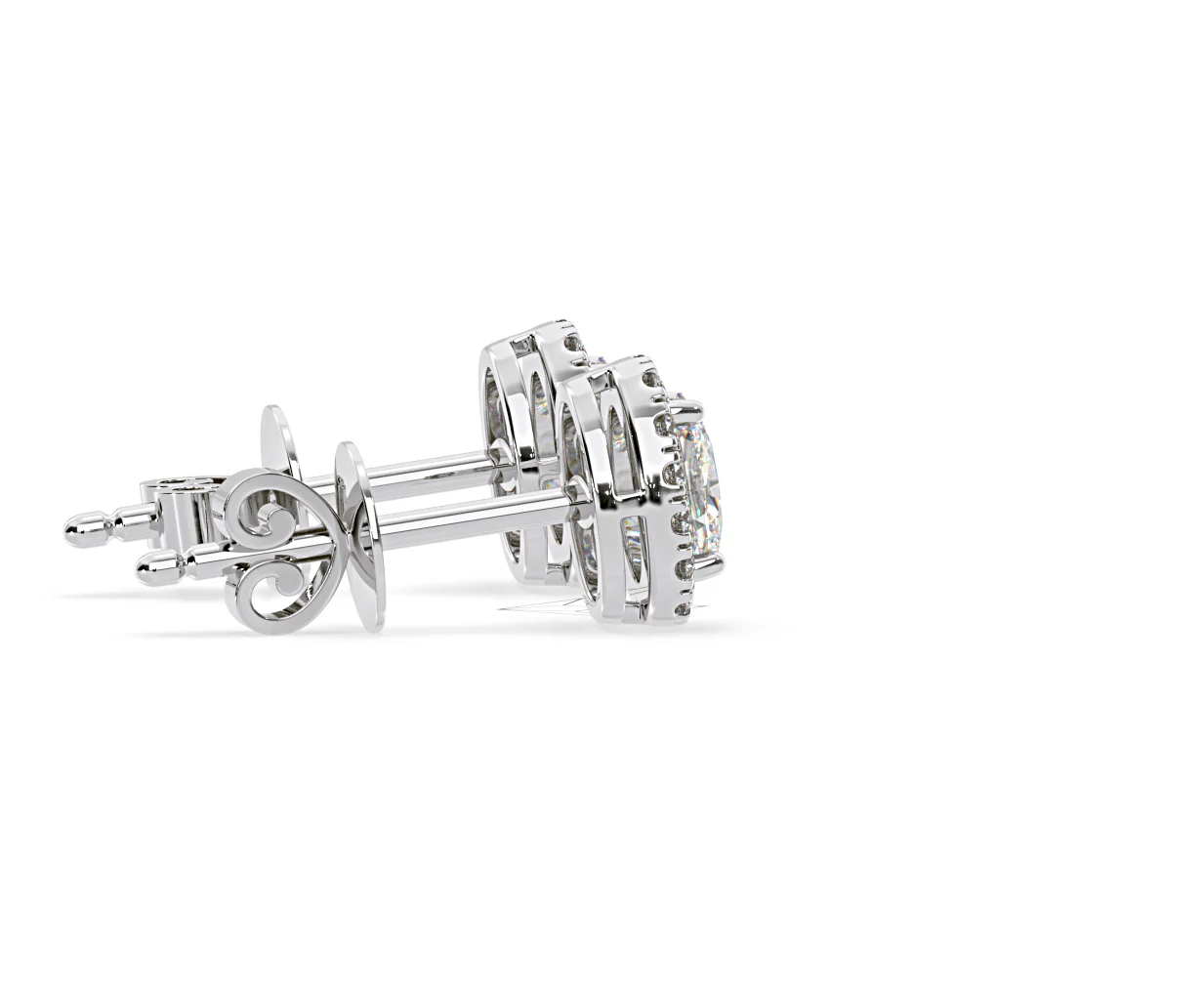 Georgina Oval Lab Diamond Halo Earrings 1.34ct in 18K White Gold F/VS1 - Image 64