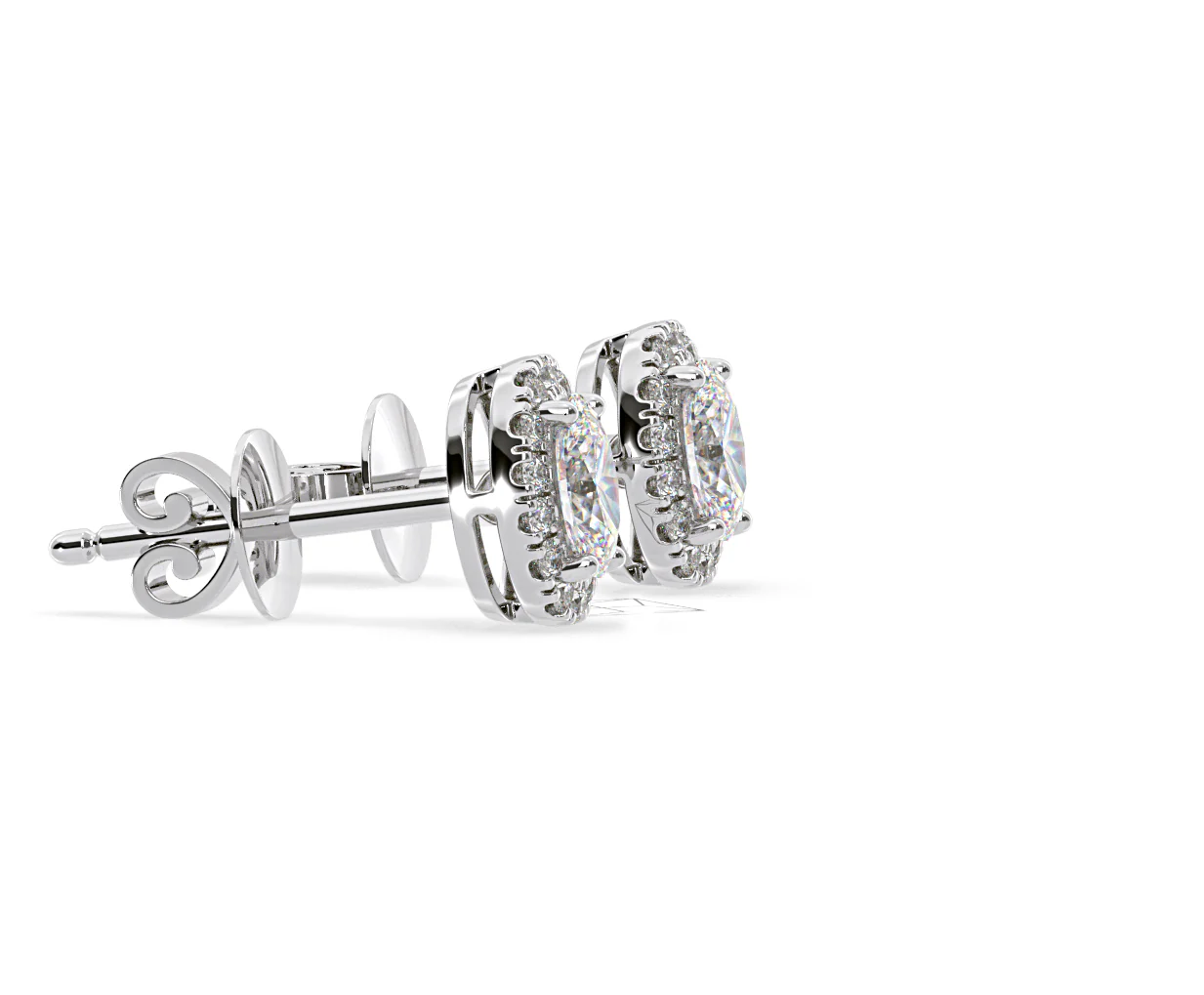 Georgina Oval Lab Diamond Halo Earrings 1.34ct in 18K White Gold F/VS1 - Image 70