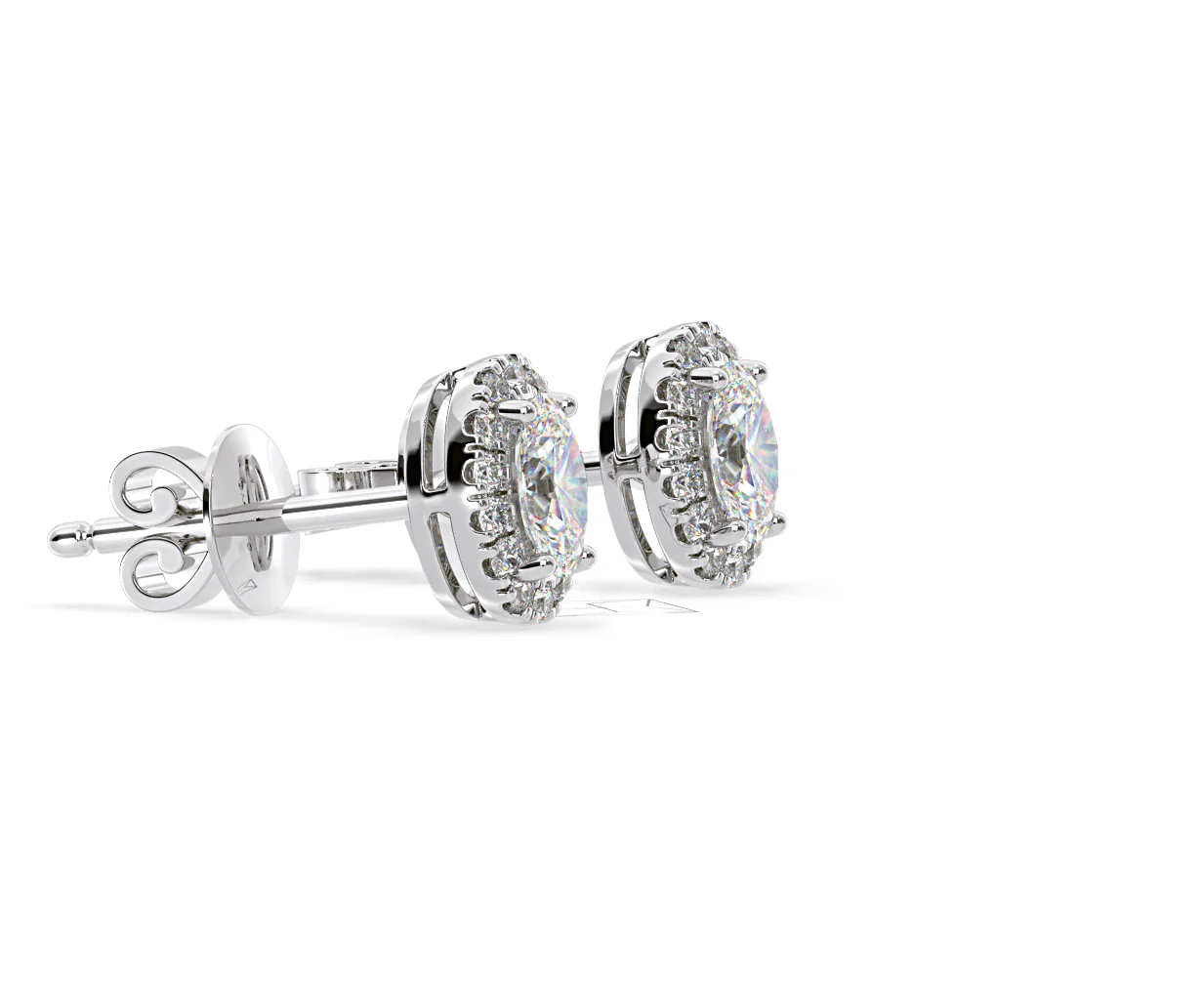 Georgina Oval Lab Diamond Halo Earrings 1.34ct in 18K White Gold F/VS1 - Image 72