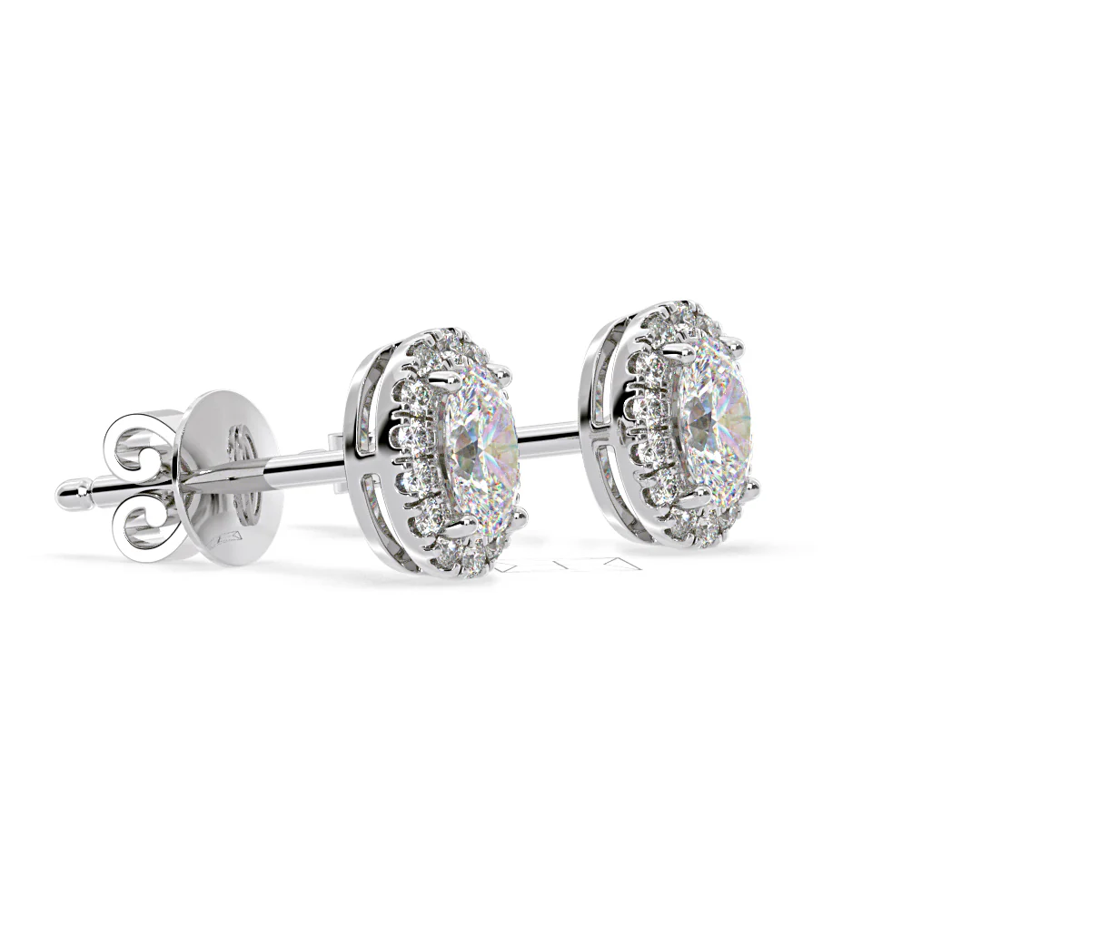 Georgina Oval Lab Diamond Halo Earrings 1.34ct in 18K White Gold F/VS1 - Image 74
