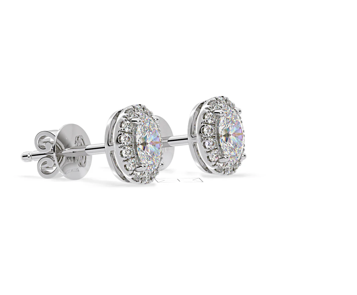 Georgina Oval Lab Diamond Halo Earrings 1.34ct in 18K White Gold F/VS1 - Image 75
