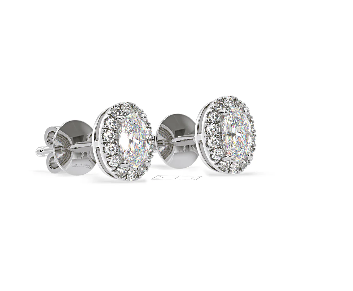 Georgina Oval Lab Diamond Halo Earrings 1.34ct in 18K White Gold F/VS1 - Image 78