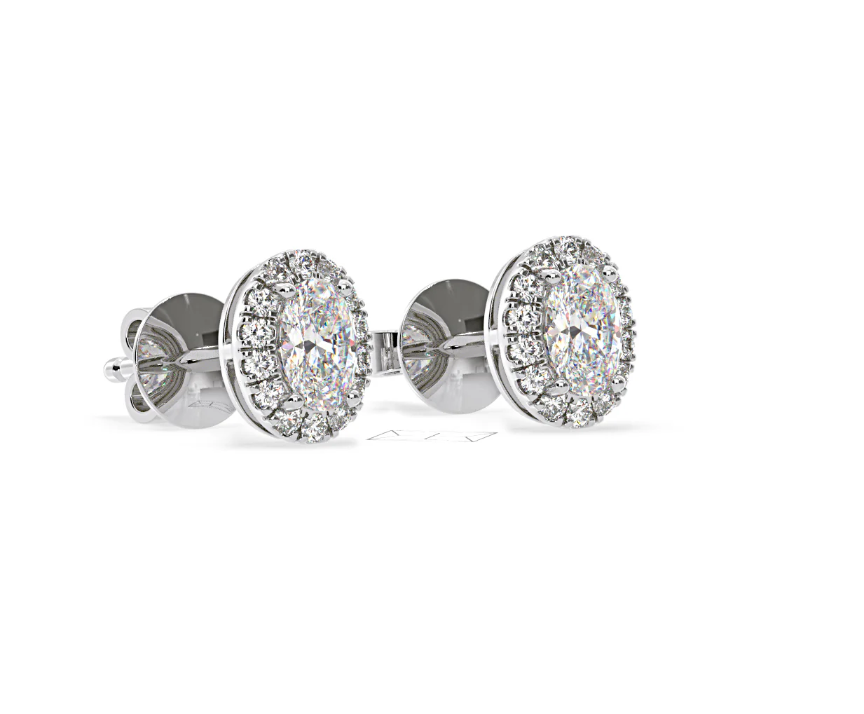Georgina Oval Lab Diamond Halo Earrings 1.34ct in 18K White Gold F/VS1 - Image 79