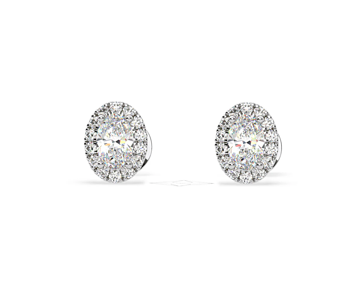 Georgina Oval Lab Diamond Halo Earrings 1.34ct in 18K White Gold F/VS1 - Image 8