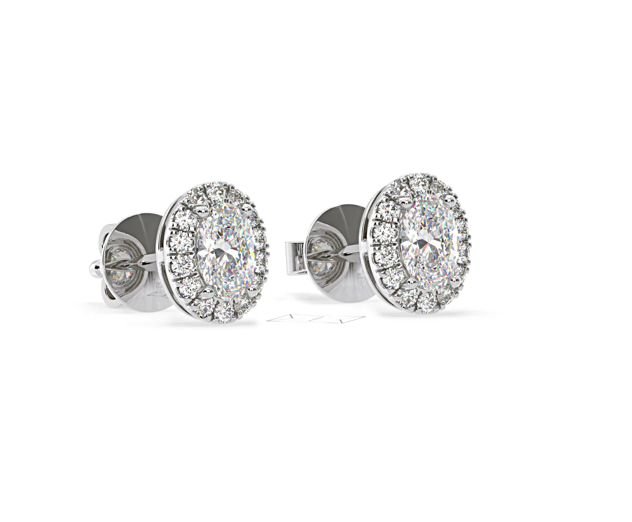 Georgina Oval Lab Diamond Halo Earrings 1.34ct in 18K White Gold F/VS1 - Image 80