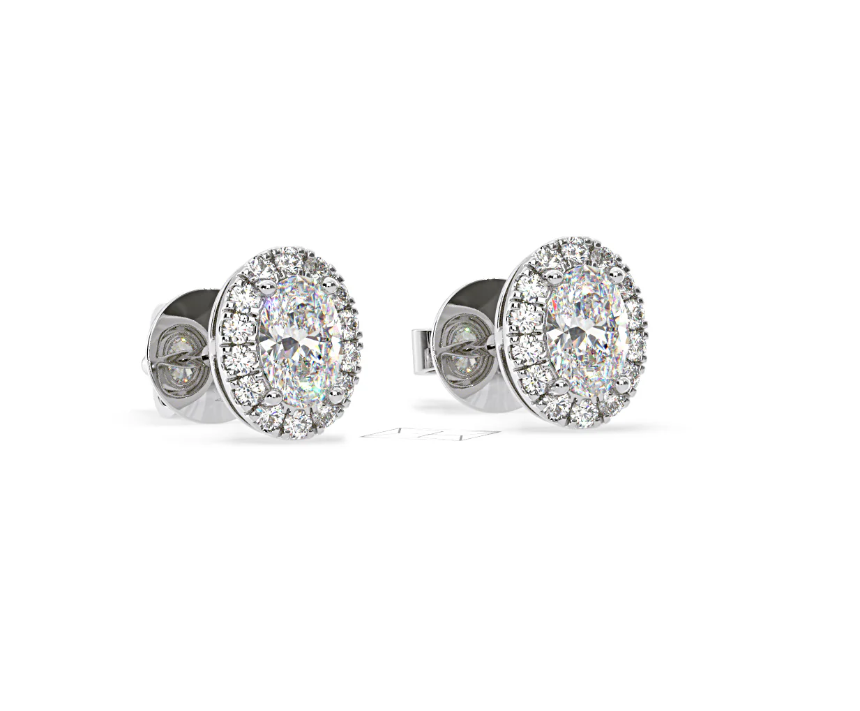 Georgina Oval Lab Diamond Halo Earrings 1.34ct in 18K White Gold F/VS1 - Image 81
