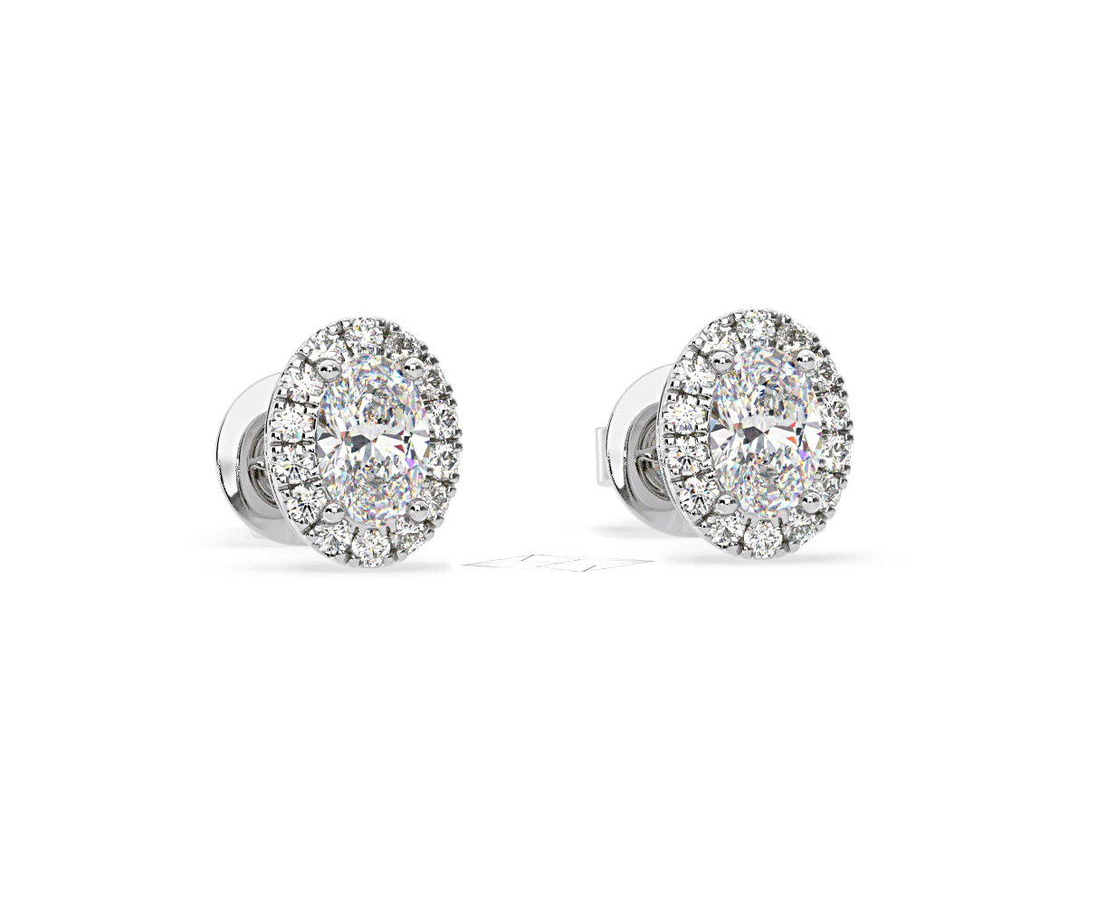Georgina Oval Lab Diamond Halo Earrings 1.34ct in 18K White Gold F/VS1 - Image 83