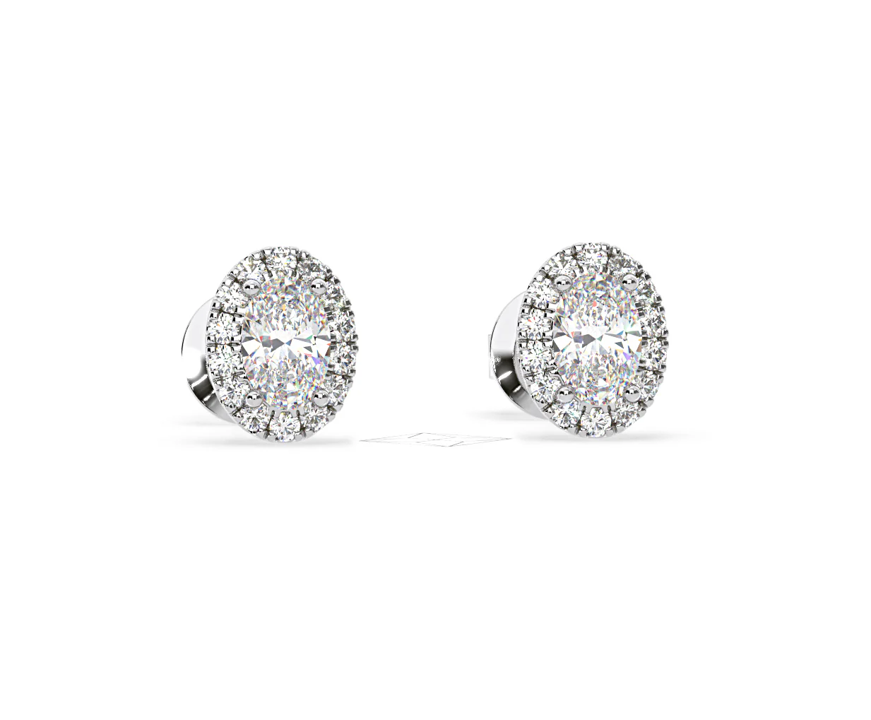 Georgina Oval Lab Diamond Halo Earrings 1.34ct in 18K White Gold F/VS1 - Image 84