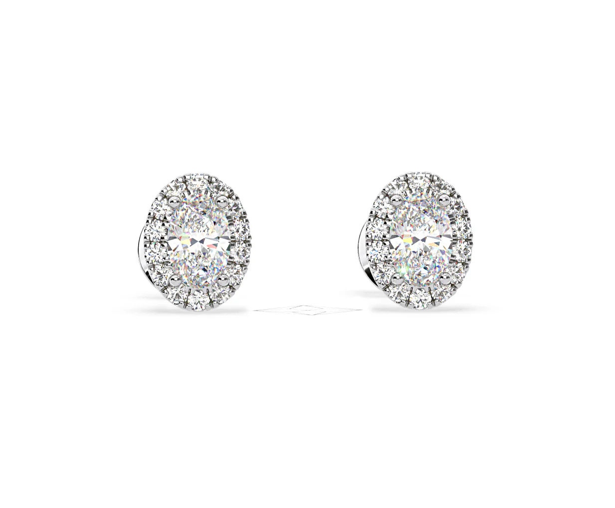 Georgina Oval Lab Diamond Halo Earrings 1.34ct in 18K White Gold F/VS1 - Image 85