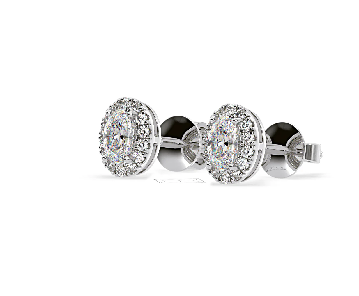 Georgina Oval Lab Diamond Halo Earrings 2.45ct in 18K White Gold F/VS1 - Image 15
