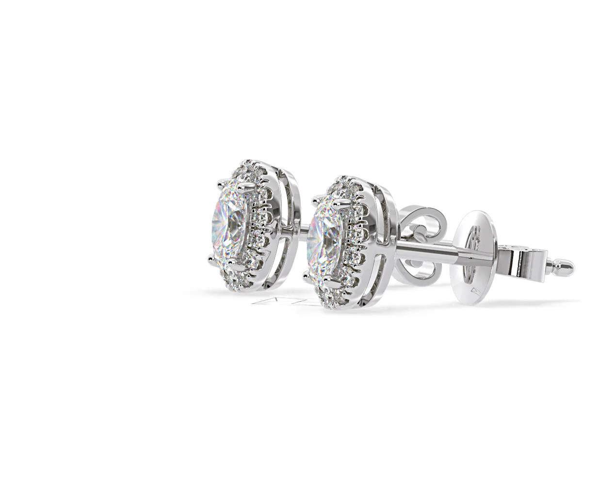 Georgina Oval Lab Diamond Halo Earrings 2.45ct in 18K White Gold F/VS1 - Image 21