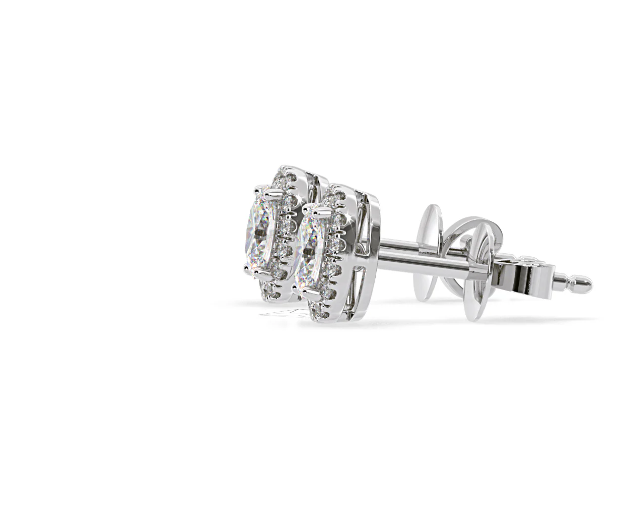 Georgina Oval Lab Diamond Halo Earrings 2.45ct in 18K White Gold F/VS1 - Image 24