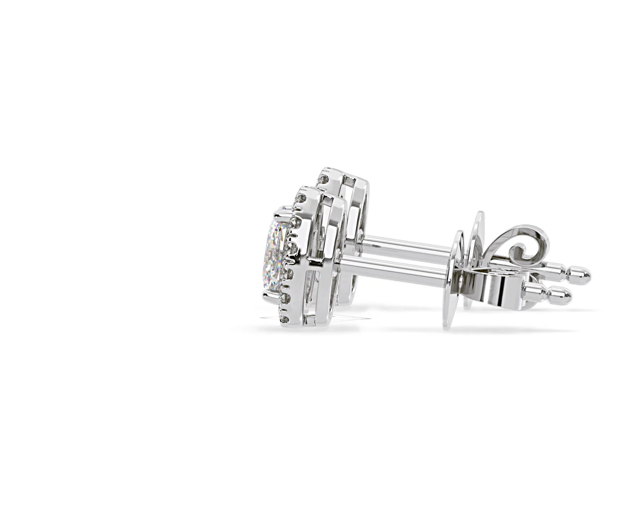 Georgina Oval Lab Diamond Halo Earrings 2.45ct in 18K White Gold F/VS1 - Image 28