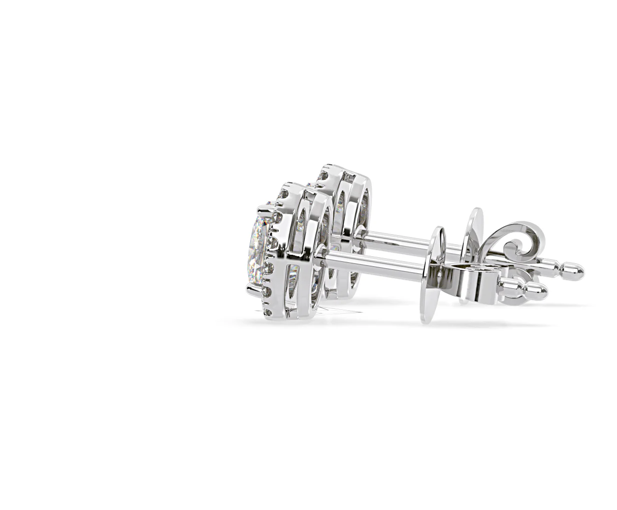 Georgina Oval Lab Diamond Halo Earrings 2.45ct in 18K White Gold F/VS1 - Image 29