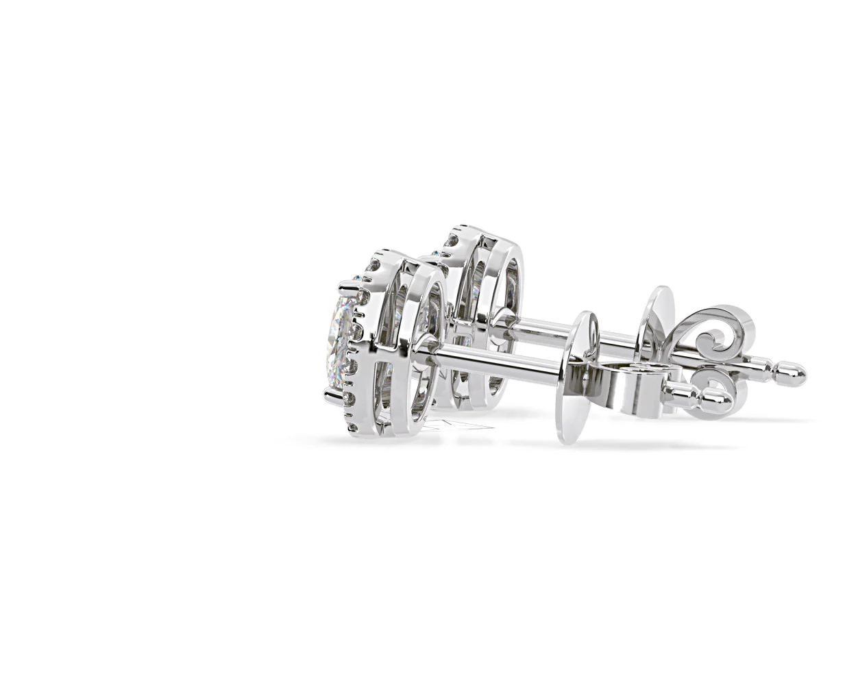 Georgina Oval Lab Diamond Halo Earrings 2.45ct in 18K White Gold F/VS1 - Image 30
