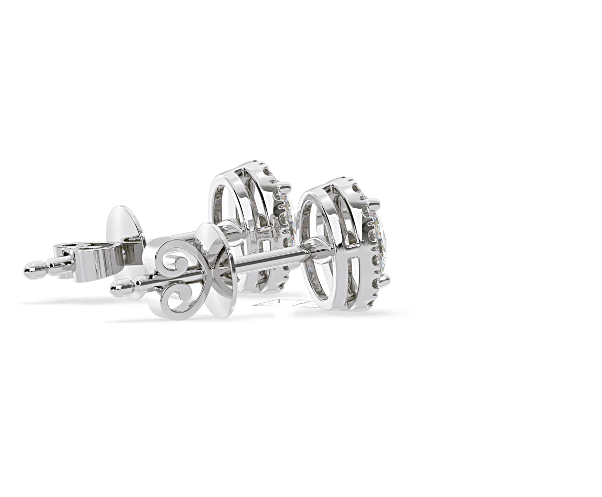 Georgina Oval Lab Diamond Halo Earrings 2.45ct in 18K White Gold F/VS1 - Image 61