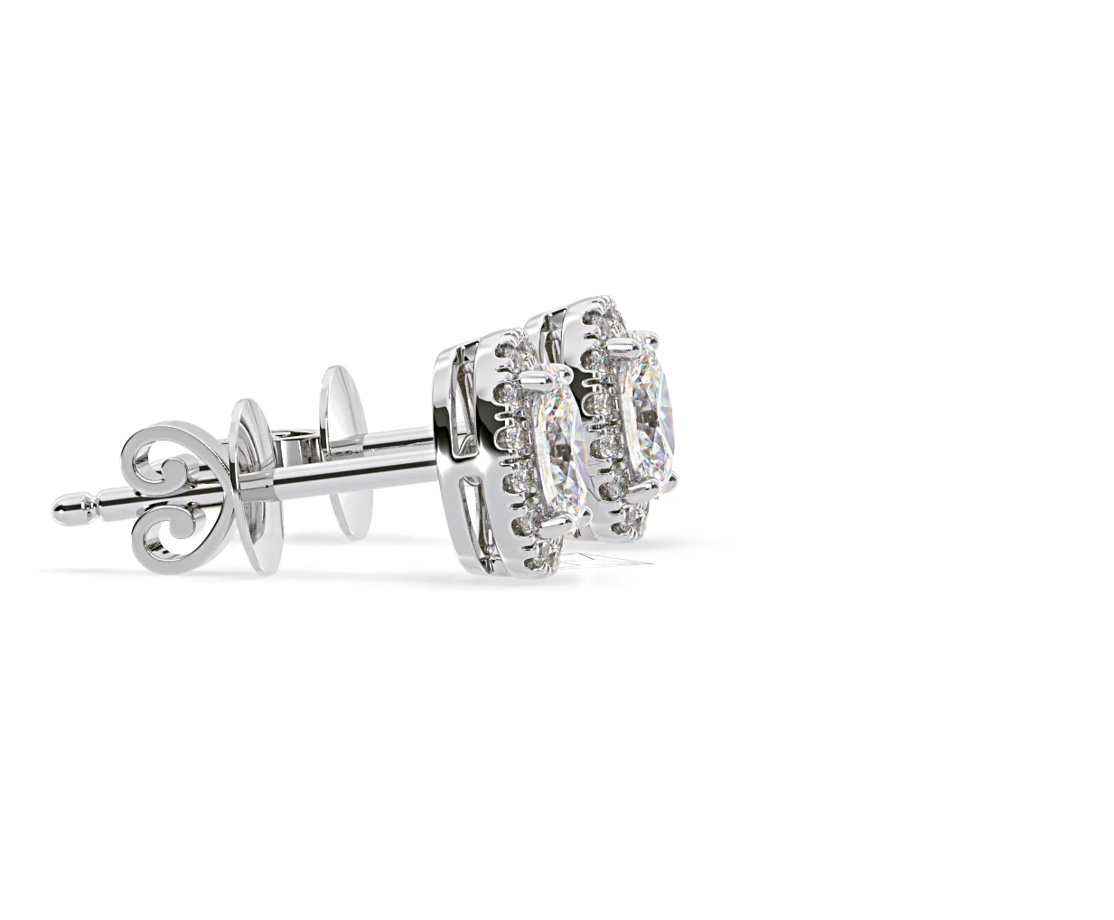 Georgina Oval Lab Diamond Halo Earrings 2.45ct in 18K White Gold F/VS1 - Image 69