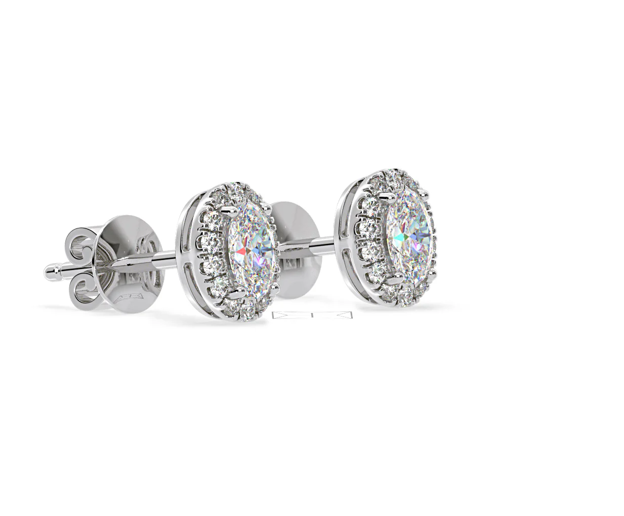 Georgina Oval Lab Diamond Halo Earrings 2.45ct in 18K White Gold F/VS1 - Image 76