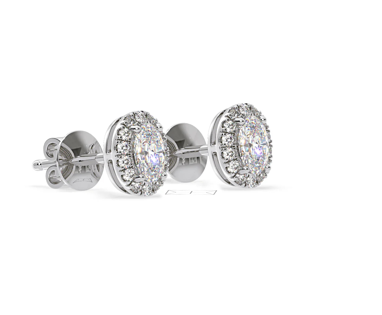 Georgina Oval Lab Diamond Halo Earrings 2.45ct in 18K White Gold F/VS1 - Image 77