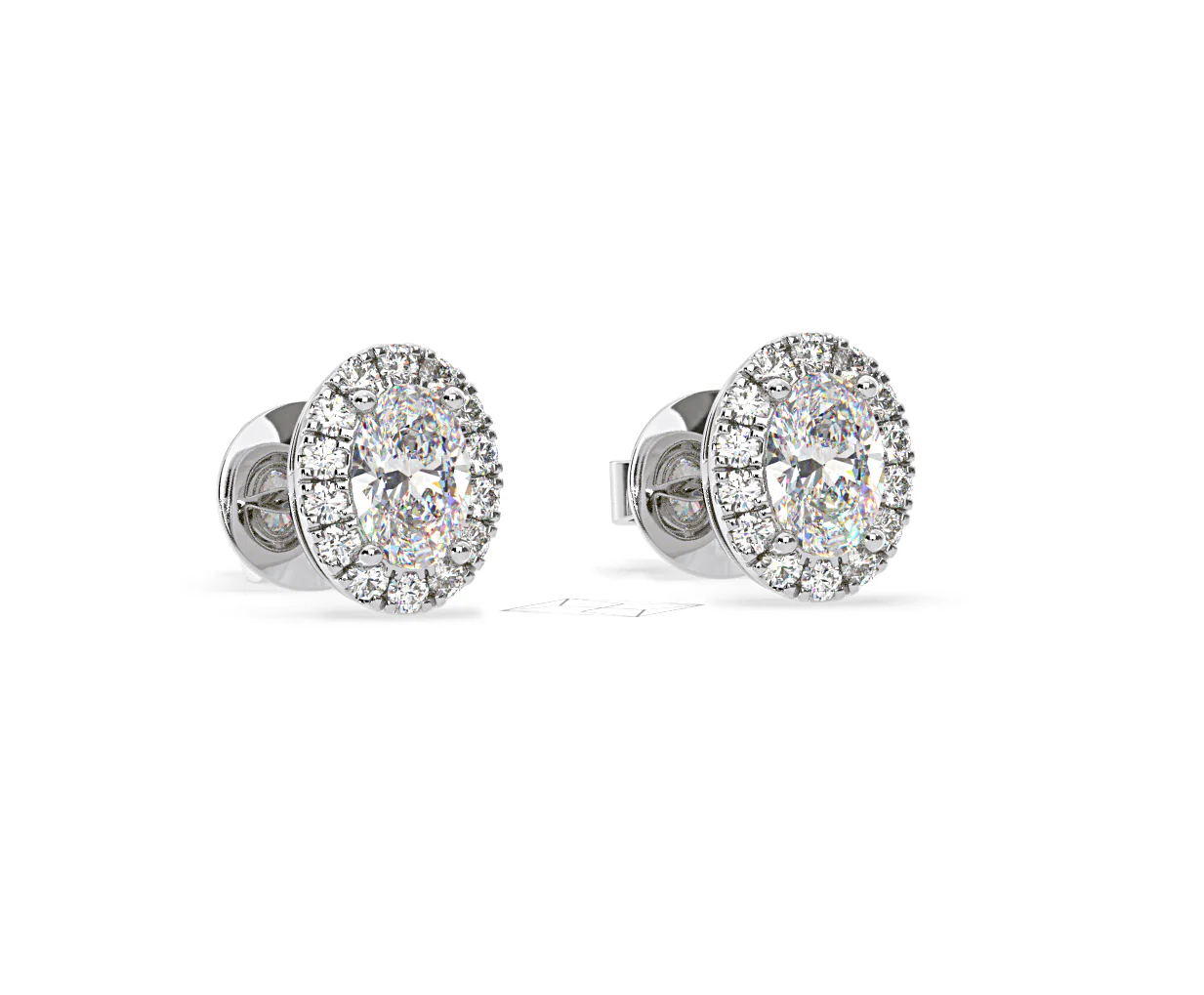 Georgina Oval Lab Diamond Halo Earrings 2.45ct in 18K White Gold F/VS1 - Image 82