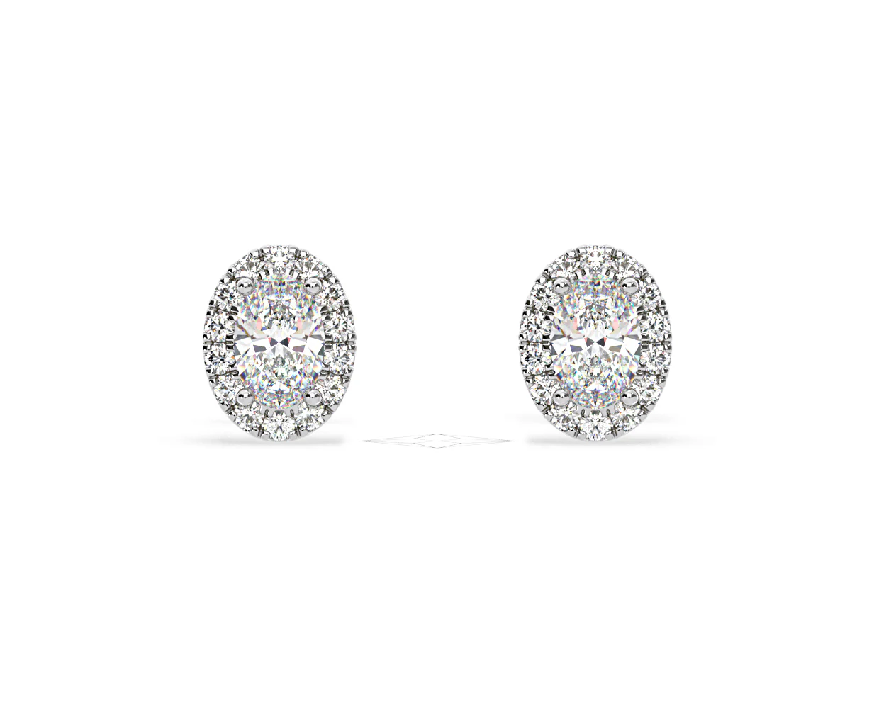 Georgina Oval Lab Diamond Halo Earrings 2.45ct in 18K White Gold F/VS1 - Image 86