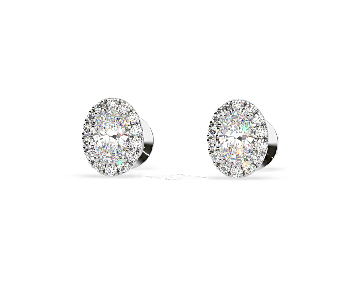 Georgina Oval Lab Diamond Halo Earrings 2.45ct in 18K White Gold F/VS1 - Image 9