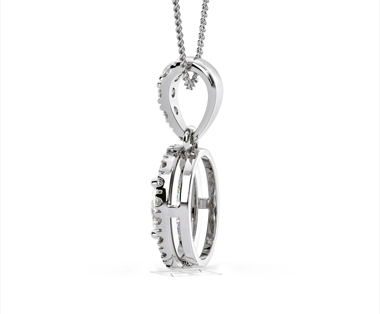 Georgina Oval Lab Diamond Halo Pendant Necklace 1.38ct in 18K White Gold F/VS1 - Image 32