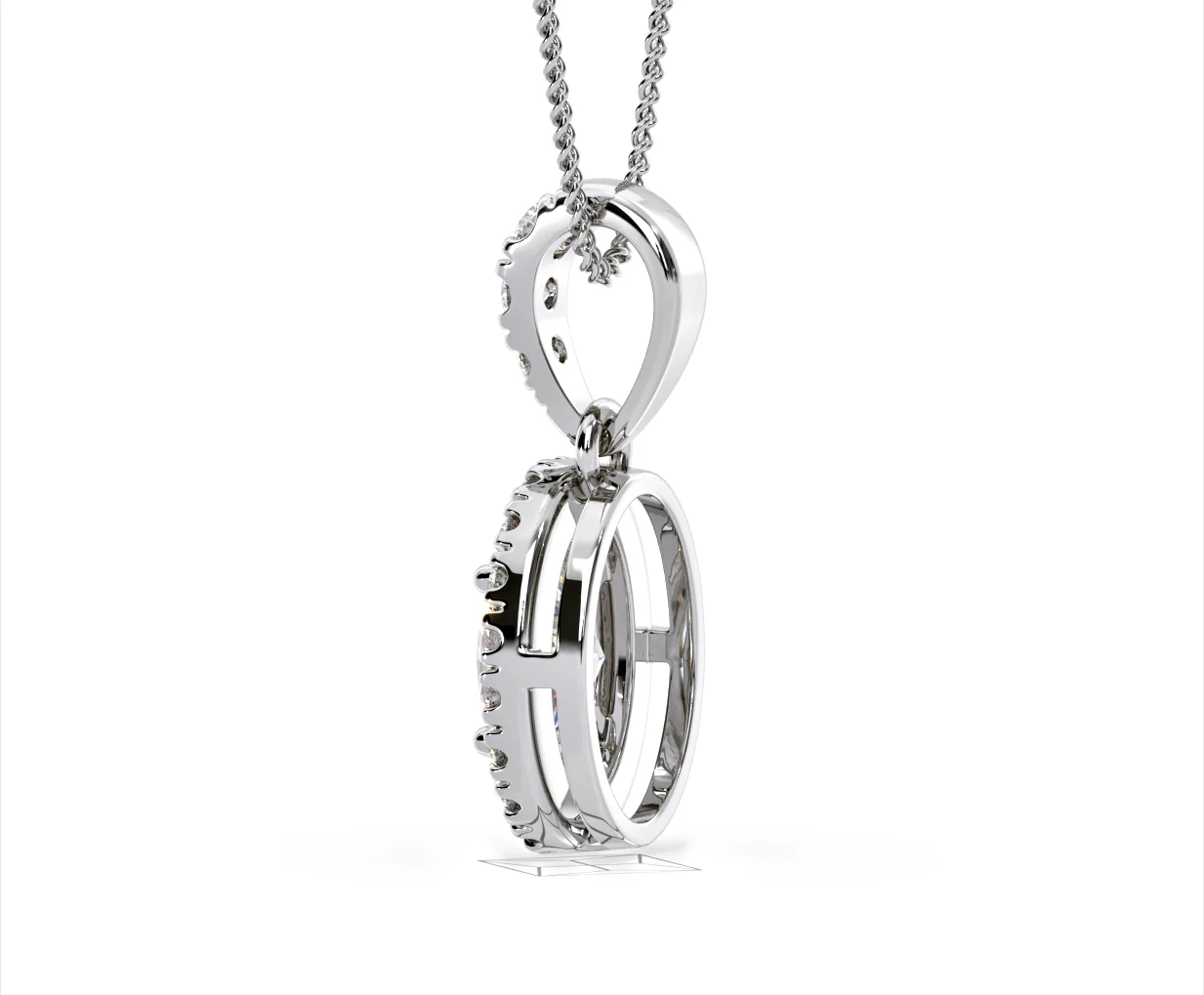 Georgina Oval Lab Diamond Halo Pendant Necklace 1.38ct in 18K White Gold F/VS1 - Image 33