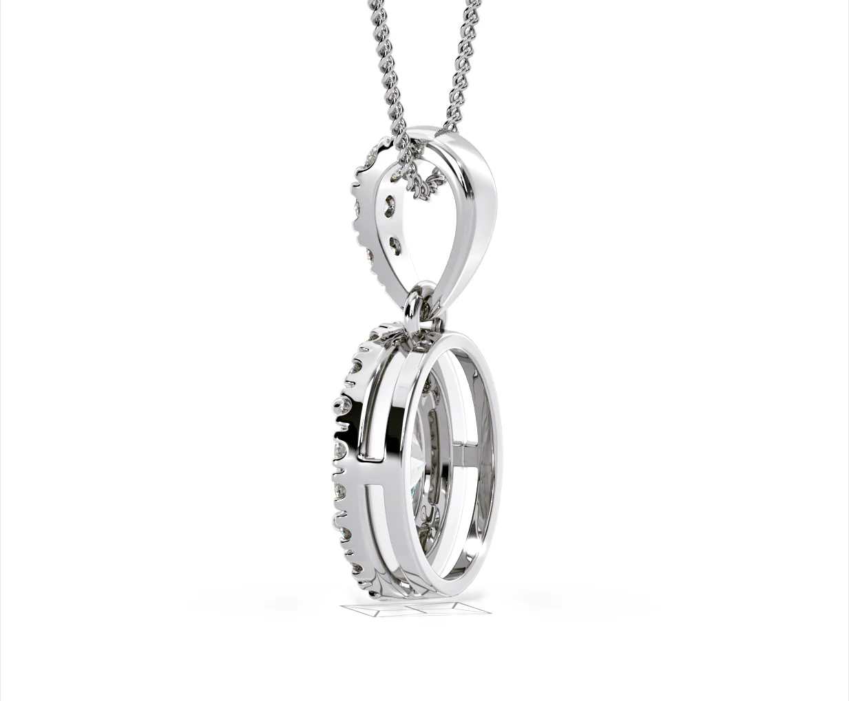 Georgina Oval Lab Diamond Halo Pendant Necklace 1.38ct in 18K White Gold F/VS1 - Image 34