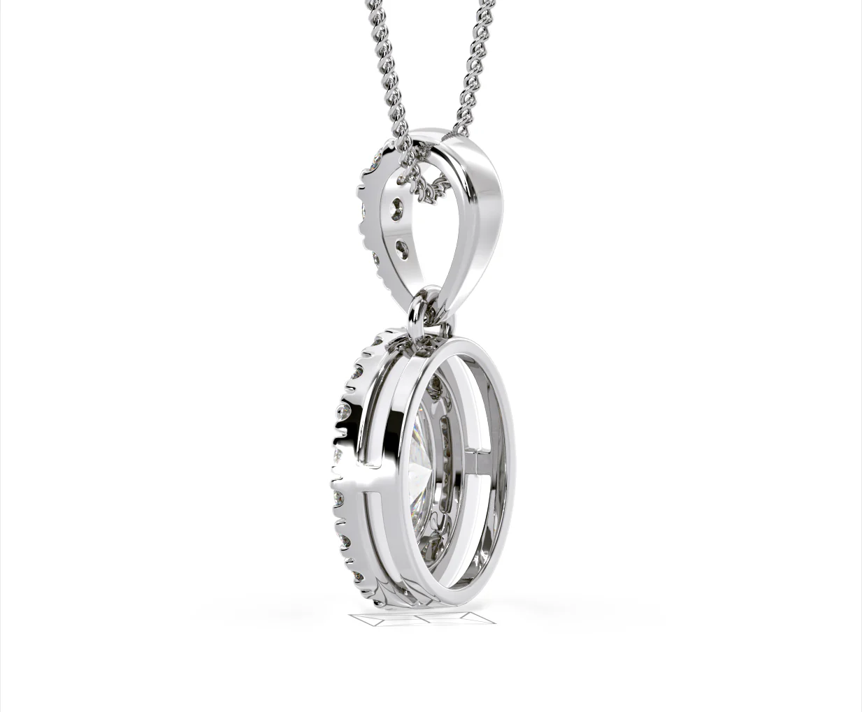 Georgina Oval Lab Diamond Halo Pendant Necklace 1.38ct in 18K White Gold F/VS1 - Image 35