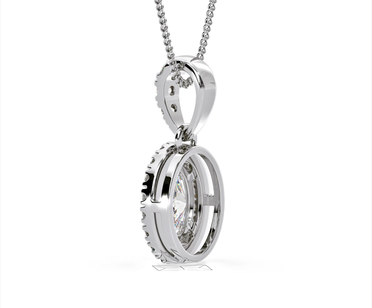Georgina Oval Lab Diamond Halo Pendant Necklace 1.38ct in 18K White Gold F/VS1 - Image 36