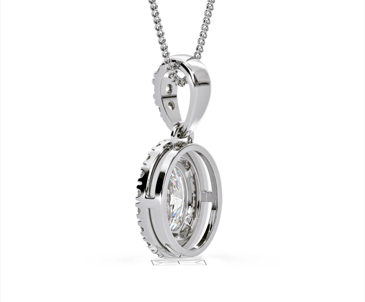 Georgina Oval Lab Diamond Halo Pendant Necklace 1.38ct in 18K White Gold F/VS1 - Image 37