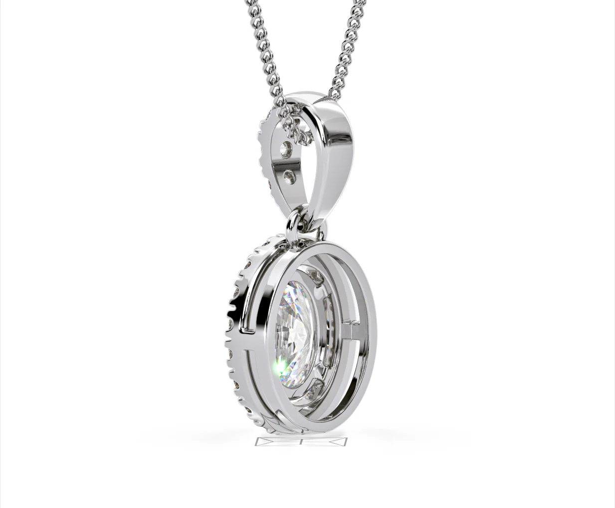 Georgina Oval Lab Diamond Halo Pendant Necklace 1.38ct in 18K White Gold F/VS1 - Image 38