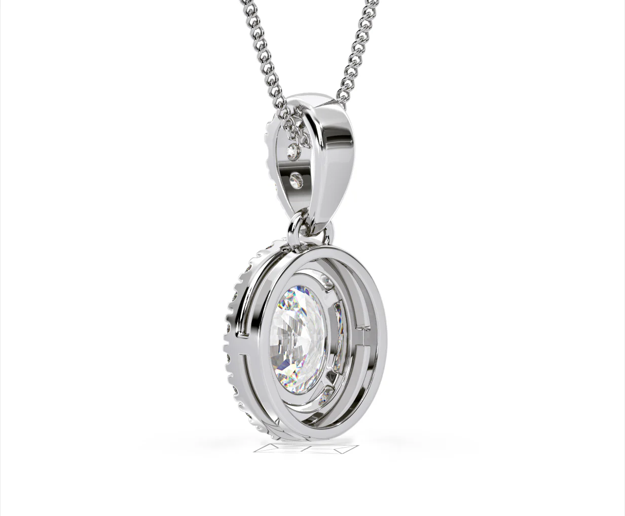 Georgina Oval Lab Diamond Halo Pendant Necklace 1.38ct in 18K White Gold F/VS1 - Image 40