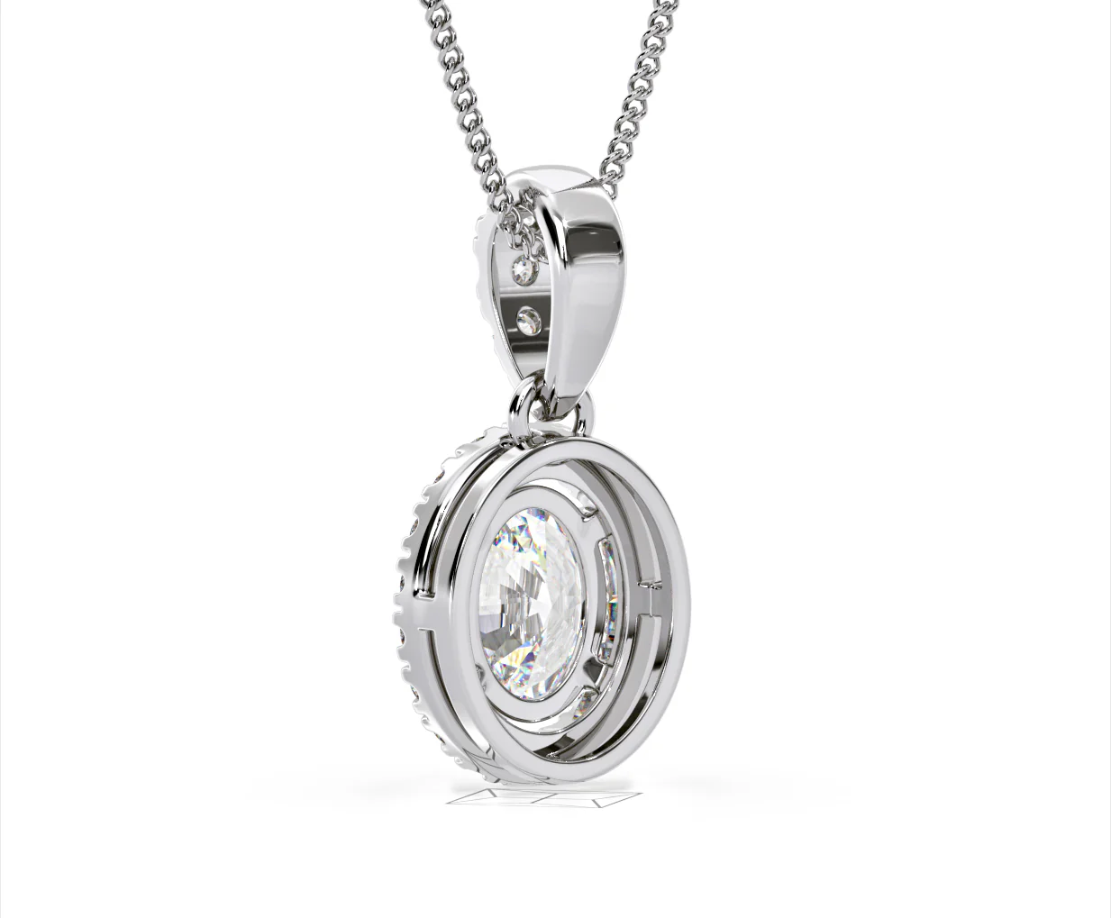 Georgina Oval Lab Diamond Halo Pendant Necklace 1.38ct in 18K White Gold F/VS1 - Image 41