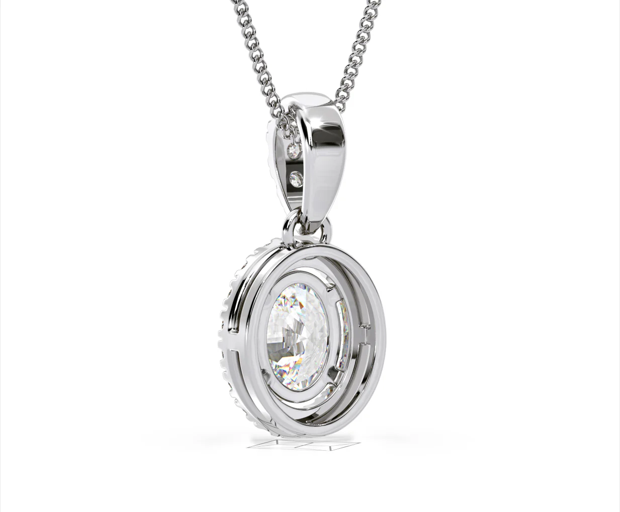 Georgina Oval Lab Diamond Halo Pendant Necklace 1.38ct in 18K White Gold F/VS1 - Image 42