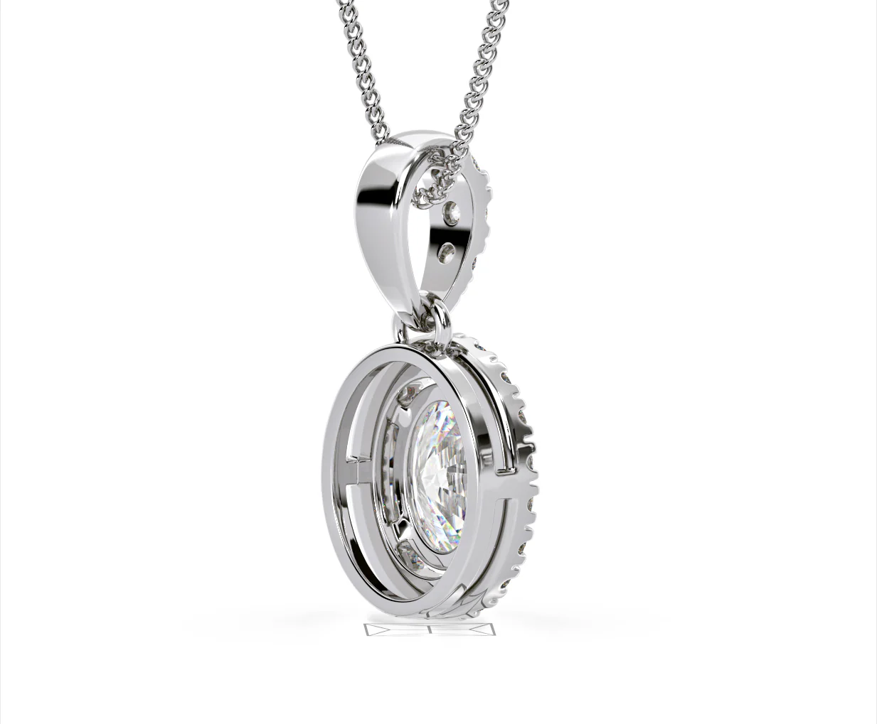 Georgina Oval Lab Diamond Halo Pendant Necklace 1.38ct in 18K White Gold F/VS1 - Image 57