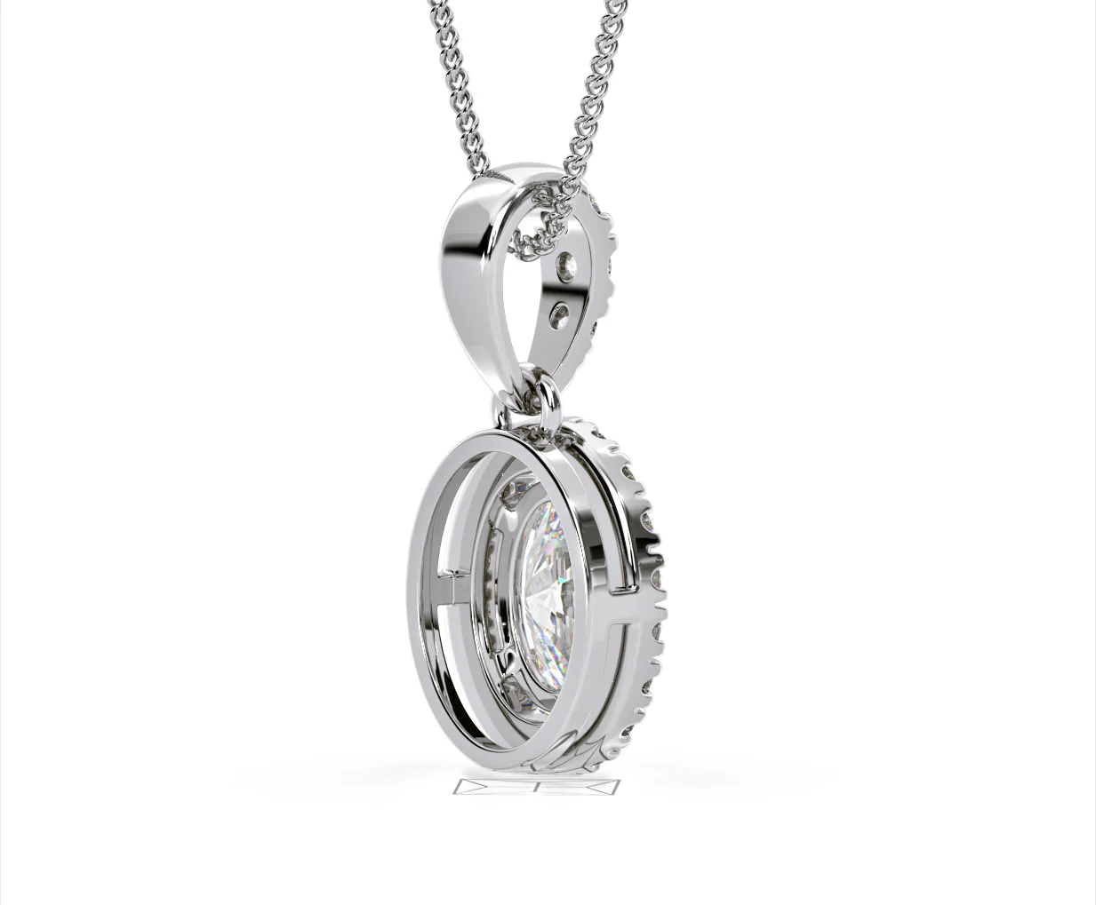 Georgina Oval Lab Diamond Halo Pendant Necklace 1.38ct in 18K White Gold F/VS1 - Image 58